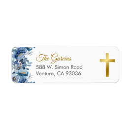 Cute Blåa blommor, första heligan, kommunfullmäkti Returadress Etikett