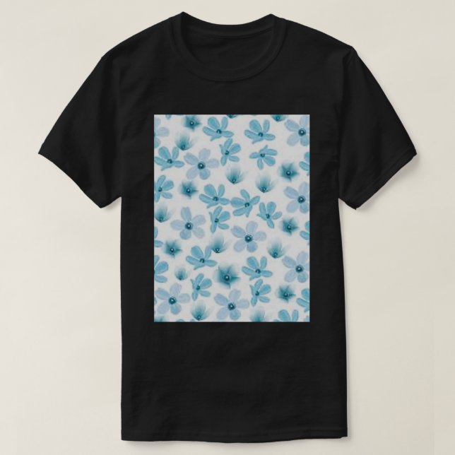 CUTE BLÅA BLOMMOR T SHIRT (Design framsida)