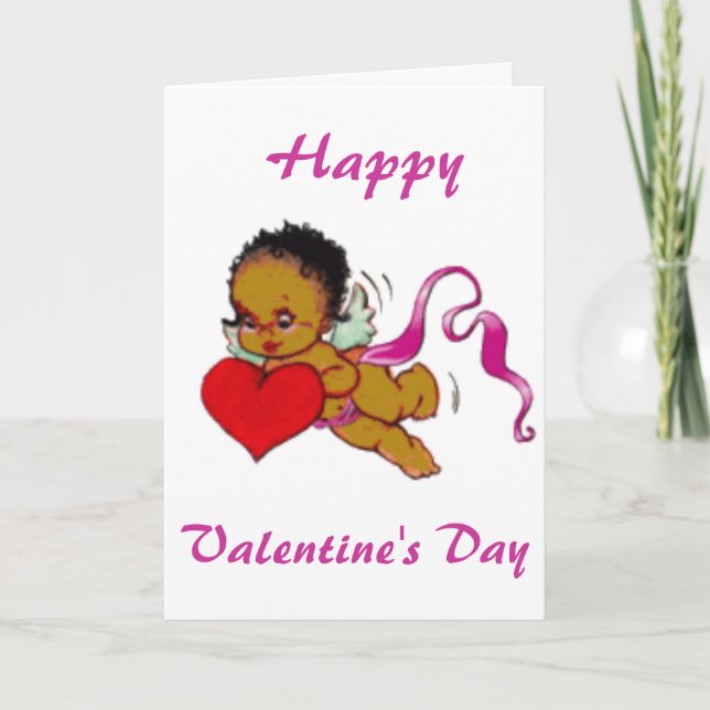 Cute Black African Cupid Helgkort (Framsida)