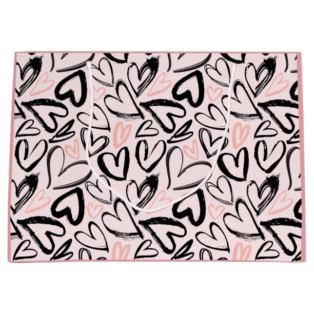 Cute Black and rosa valentines day hjärtan (Framsidan)