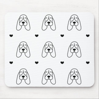 Cute Black and White Basset Hound Heart Pattern Musmatta