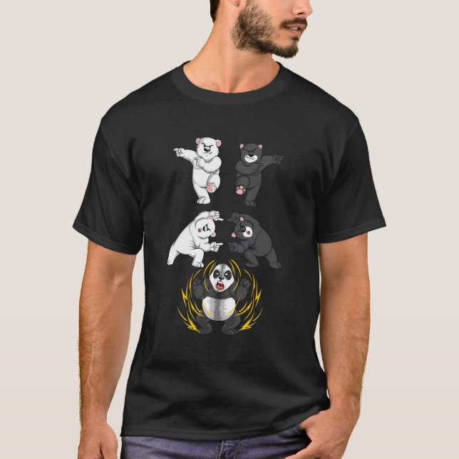 Cute Black and White Bear in to Panda Funy Funny T Shirt (Framsida)