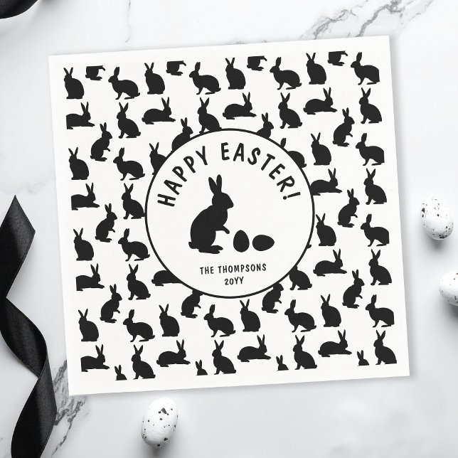 Cute Black And White Bunnies Modern Easter Pappersservett (Skapare uppladdad)