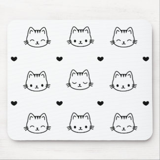 Cute Black and White Cat and Heart Pattern Musmatta