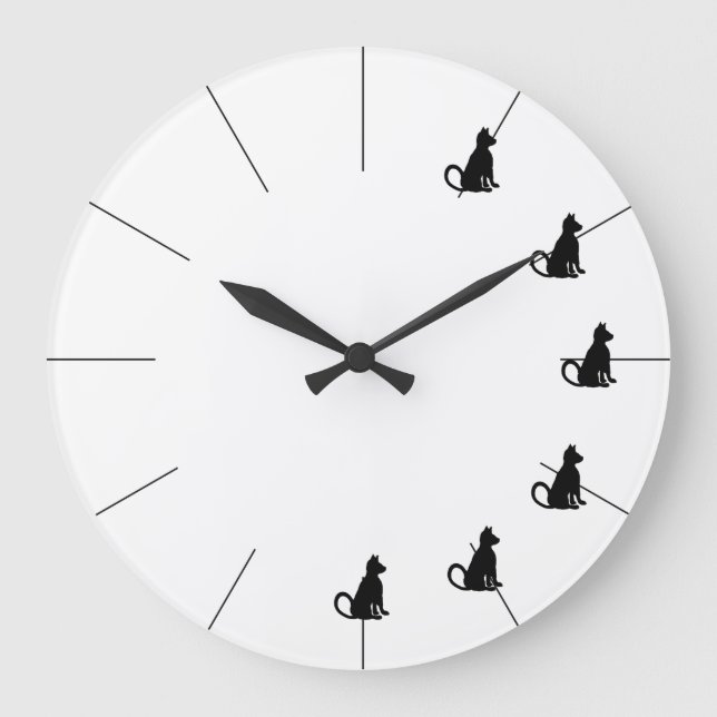 Cute Black and White Cat Clock CricketDiane Stor Klocka (Framsida)