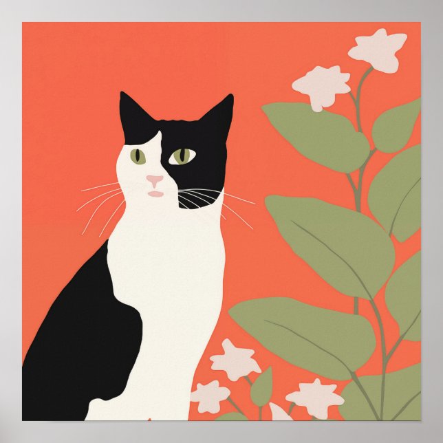 Cute Black and White Cat Poster (Framsidan)