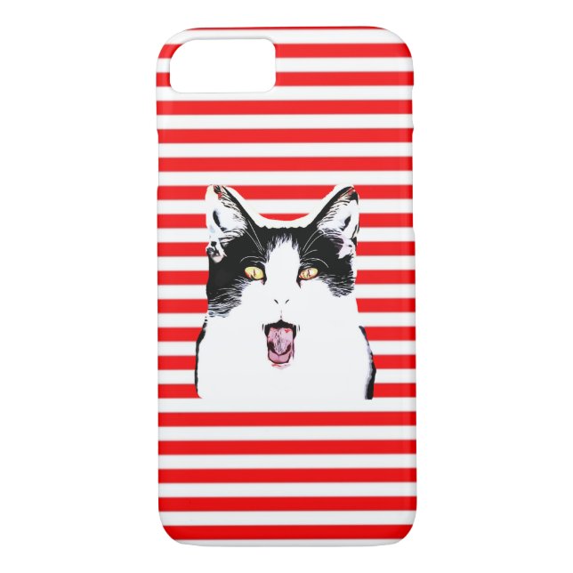 Cute Black and white cat skrattar Case-Mate iPhone Skal (Baksida)