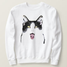 Cute Black and white cat skrattar