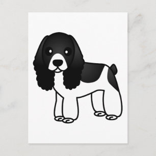 Cute Black and White Cocker Spain Tecknad Vykort