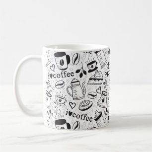 Cute Black and White Coffee Älskare I Kärlek kaffe Kaffemugg