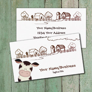 Cute Black and White Cow Barnyard Farm Visitkort