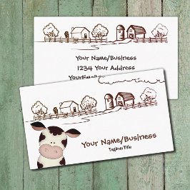 Cute Black and White Cow Barnyard Farm Visitkort