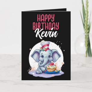 Cute Black and White Elephant Son Birthday Kort