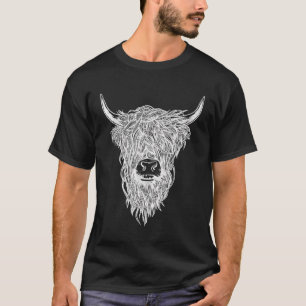 Cute Black and White Emo Cow Highland Cattle T Shirt