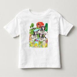 Cute Black and White Farmyard Texas Puppies T Shirt