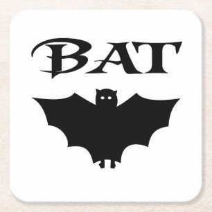 Cute Black and White Fladdermus Halloween Underlägg Papper Kvadrat