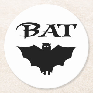 Cute Black and White Fladdermus Halloween Underlägg Papper Rund