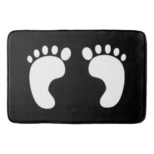 Cute Black and White Footprint Badrumsmatta