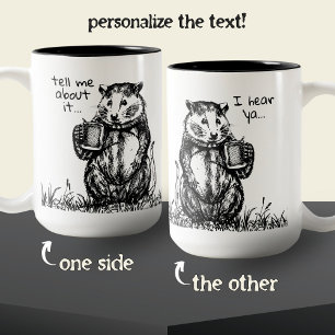Cute Black and White Friendly Opossum Sketch Mugg