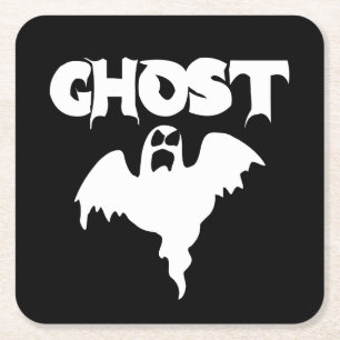 Cute Black and White Ghost Halloween Underlägg Papper Kvadrat
