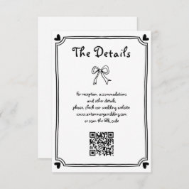 Cute Black and white Hand plockade klobble bröllop Tilläggskort