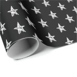 Cute Black and white hand plockade Stars mönster Presentpapper<br><div class="desc">Papper för omslagning av hand plockade Stars mönster</div>
