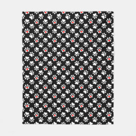 Cute Black and White Hund med Hearts Mönster Fleecefilt