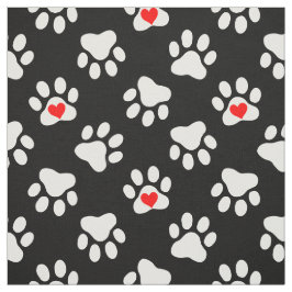 Cute Black and White Hund med Hearts Mönster Tyg