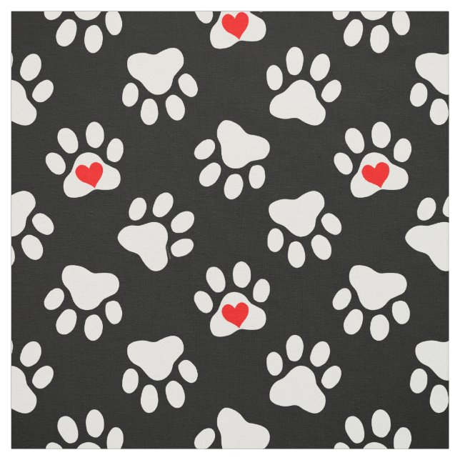 Cute Black and White Hund med Hearts Mönster Tyg (Provkarta)