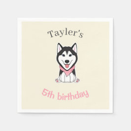 Cute Black and white husky hund Pappersservett