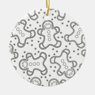 Cute Black and White jul Gingerbads Julgransprydnad Keramik
