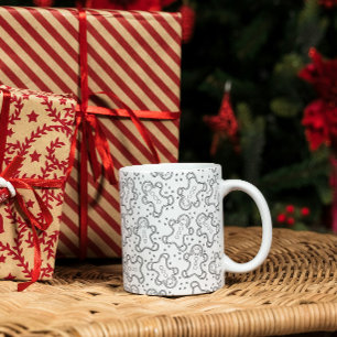 Cute Black and White jul Gingerbads Kaffemugg