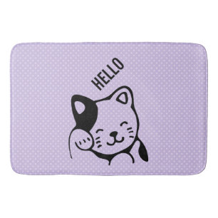 Cute Black and White Kattunge Waking Hej Badrumsmatta