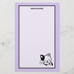 Cute Black and White Kattunge Waking Hej Brevpapper