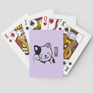 Cute Black and White Kattunge Waking Hej Casinokort