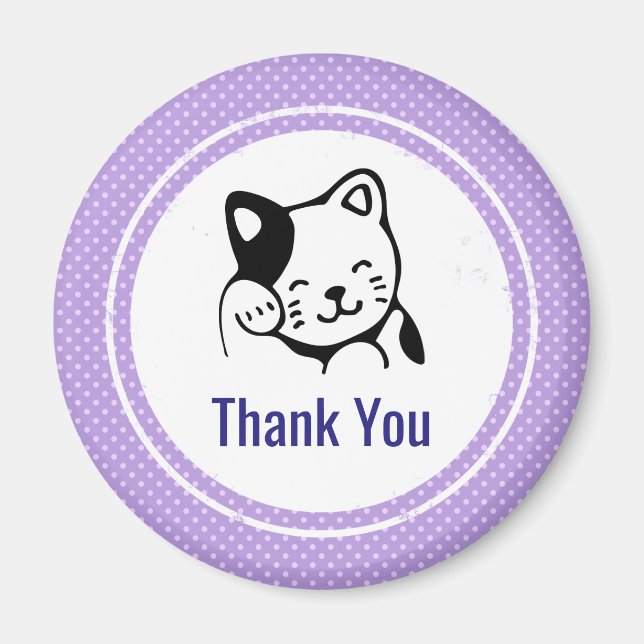 Cute Black and White Kattunge Waking Hej Magnet (Framsidan)