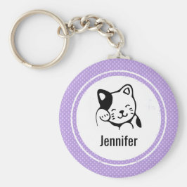 Cute Black and White Kattunge Waking Hej Nyckelring