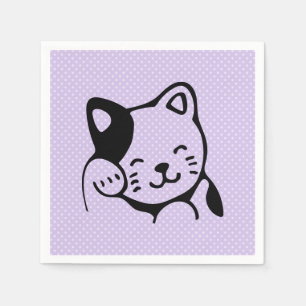 Cute Black and White Kattunge Waking Hej Pappersservett