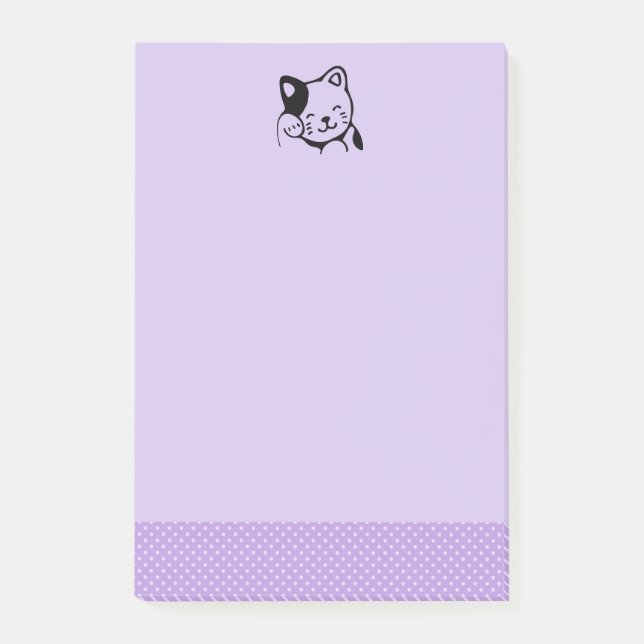 Cute Black and White Kattunge Waking Hej Post-it Block (Framsida)