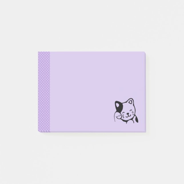 Cute Black and White Kattunge Waking Hej Post-it Block (Framsida)