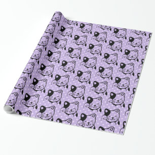 Cute Black and White Kattunge Waking Hej Presentpapper
