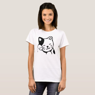 Cute Black and White Kattunge Waking Hej T Shirt