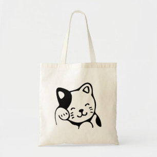 Cute Black and White Kattunge Waking Hej Tygkasse