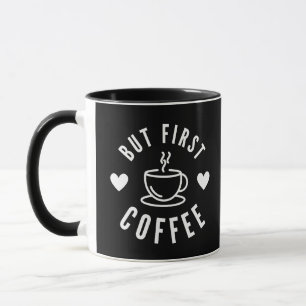 Cute Black and White men First Coffee Älskare Mugg