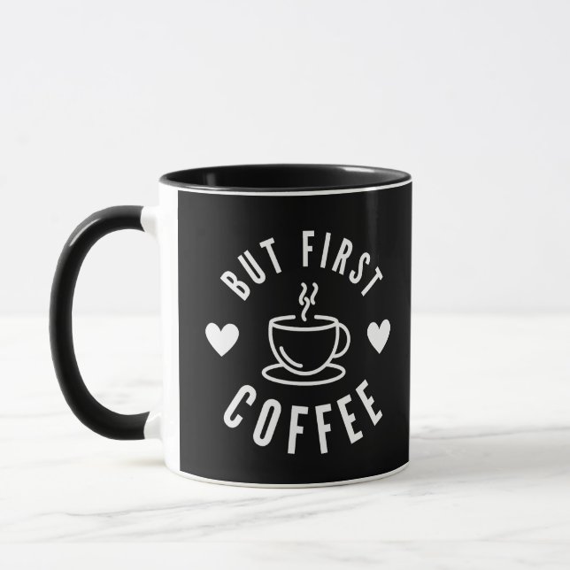 Cute Black and White men First Coffee Älskare Mugg (Vänster)