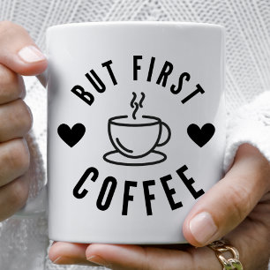 Cute Black and White men First Coffee Älskare Mugg