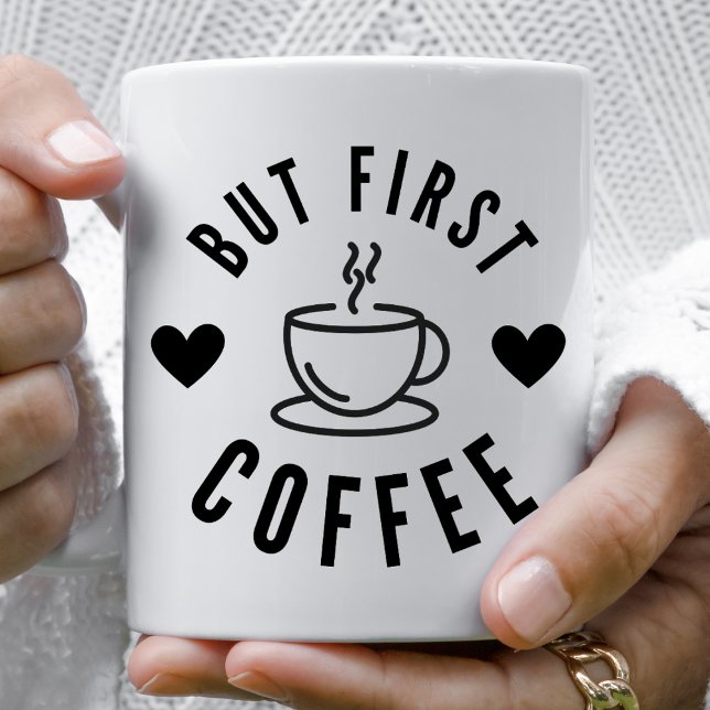 Cute Black and White men First Coffee Älskare Mugg (Skapare uppladdad)