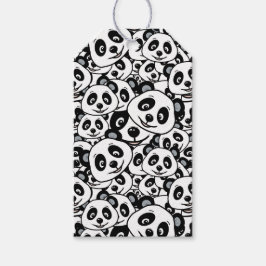 Cute Black and White Modern Panda Bear Pattern Presentetikett