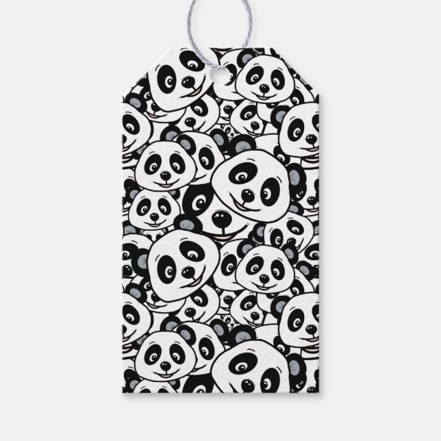 Cute Black and White Modern Panda Bear Pattern Presentetikett (Framsidan)