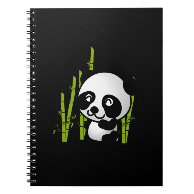 Cute Black and white panda björn i bamboodlingar Anteckningsbok Med Spiral (Framsidan)